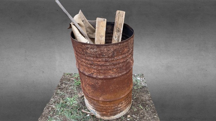 Rusty Barrel ( heating source )(Raw Model) 3D Model