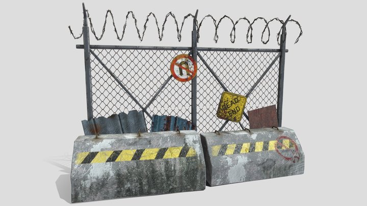 Damaged Roadblock 01 3D Model