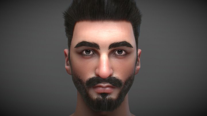 Male Head with Arabic Appearance 3D Model