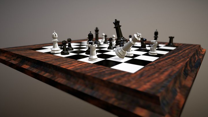 Chess Scene Low-poly : Game Ends 3D Model