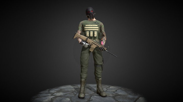 X-Alliance low poly soldier 3D Model
