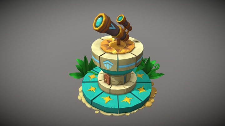 Stylized Telescope Tower 3D Model