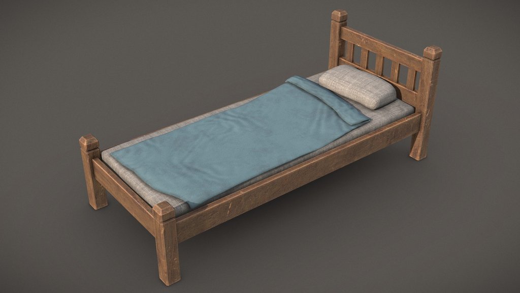 Old Bed — low-poly furniture 3D model by donnichols