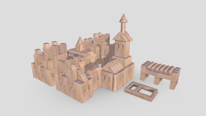 Woodblock Castle 3D Model