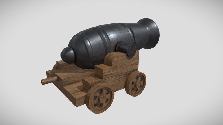 Low poly cannon 3D Model