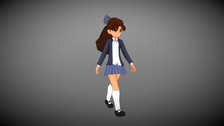 Girl Anime Lowpoly 3D Model