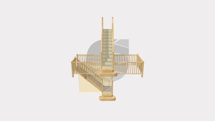 Two White Oak Stairs manufactured for Mr Andrews 3D Model