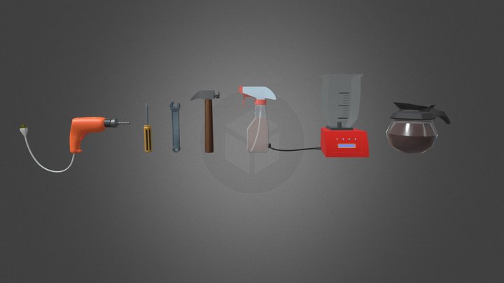 Low poly household items 3D Model