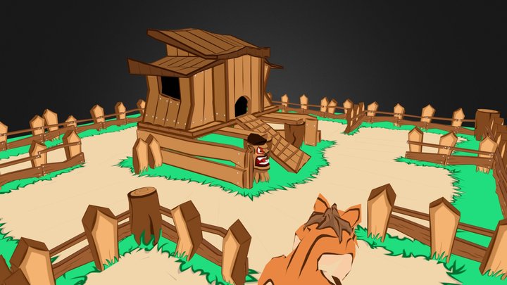 Little farm + Fox (to mobile game) 3D Model