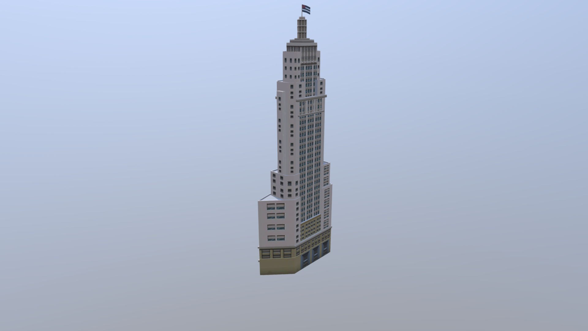 3D model Banespa Tower - This is a 3D model of the Banespa Tower. The 3D model is about a tall building with a flag on top.