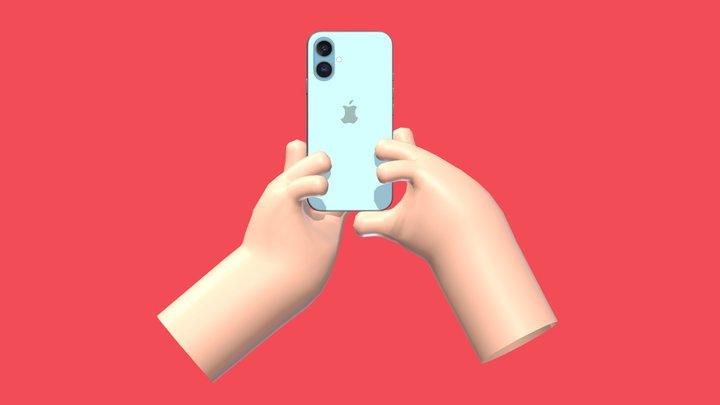 Cartoon Hands Holding Stylized Smartphone 3D Model