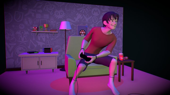 gaming guy room 3D Model
