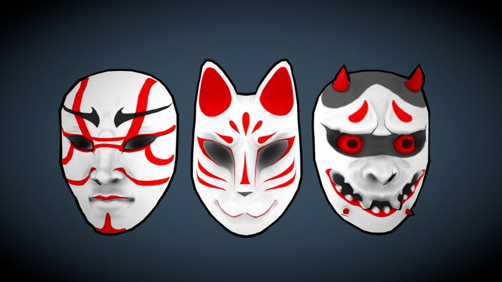 Japanese Mask Collection 3D Model