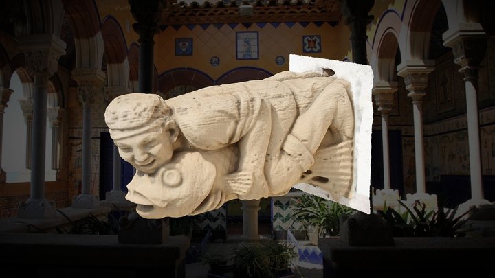 Noi amb un peix. Gàrgola 3D Model