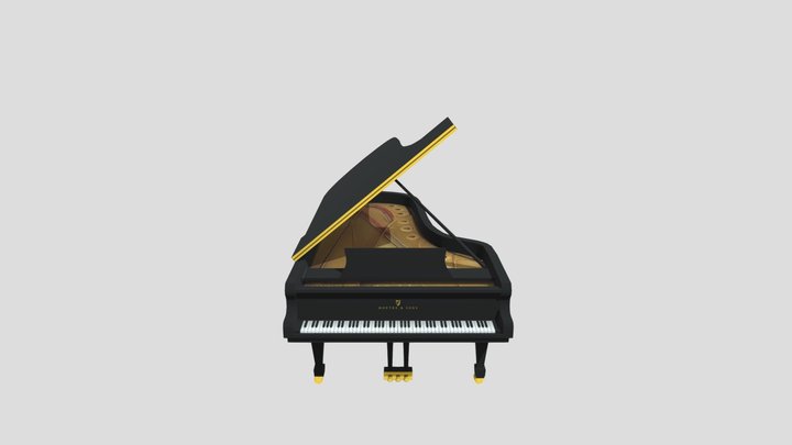 Low Poly Concert Grand Piano 3D Model