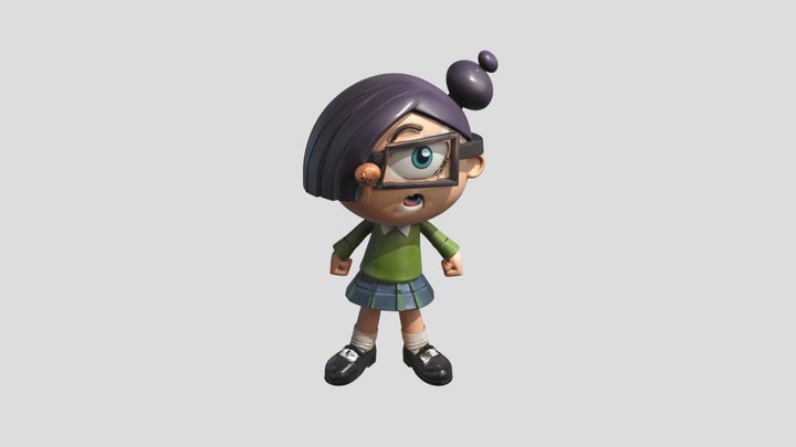 Cartoon girl with glasses 3D Model