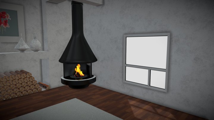 Fireplace Modern Set 3D Model