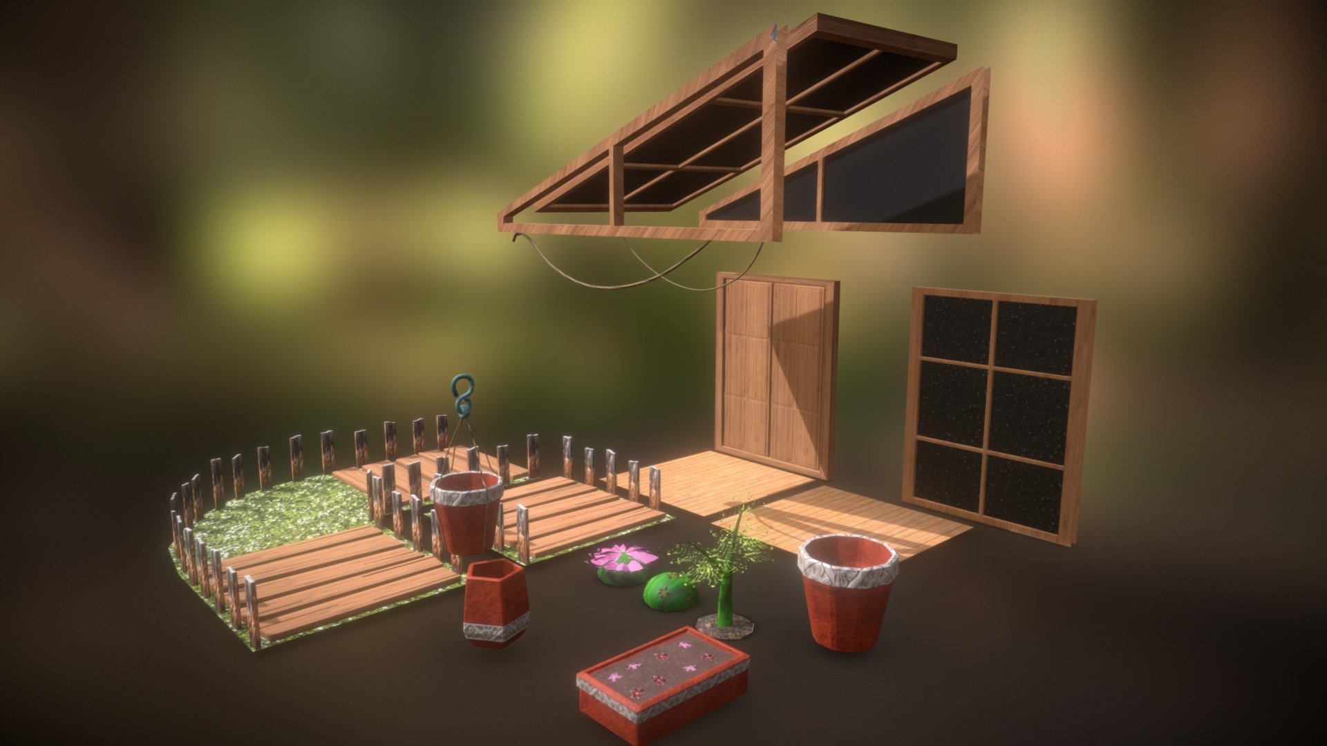 Greenhouse Modular Asset Pack — Sketchfab embed 3D viewer