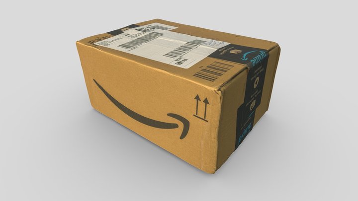 Amazon Cardboard box parcel package wrapper 3D Model