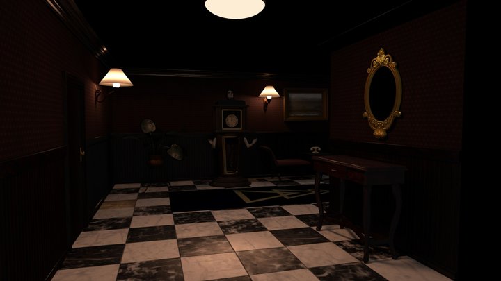 Grandpa's clock diorama (horror) 3D Model