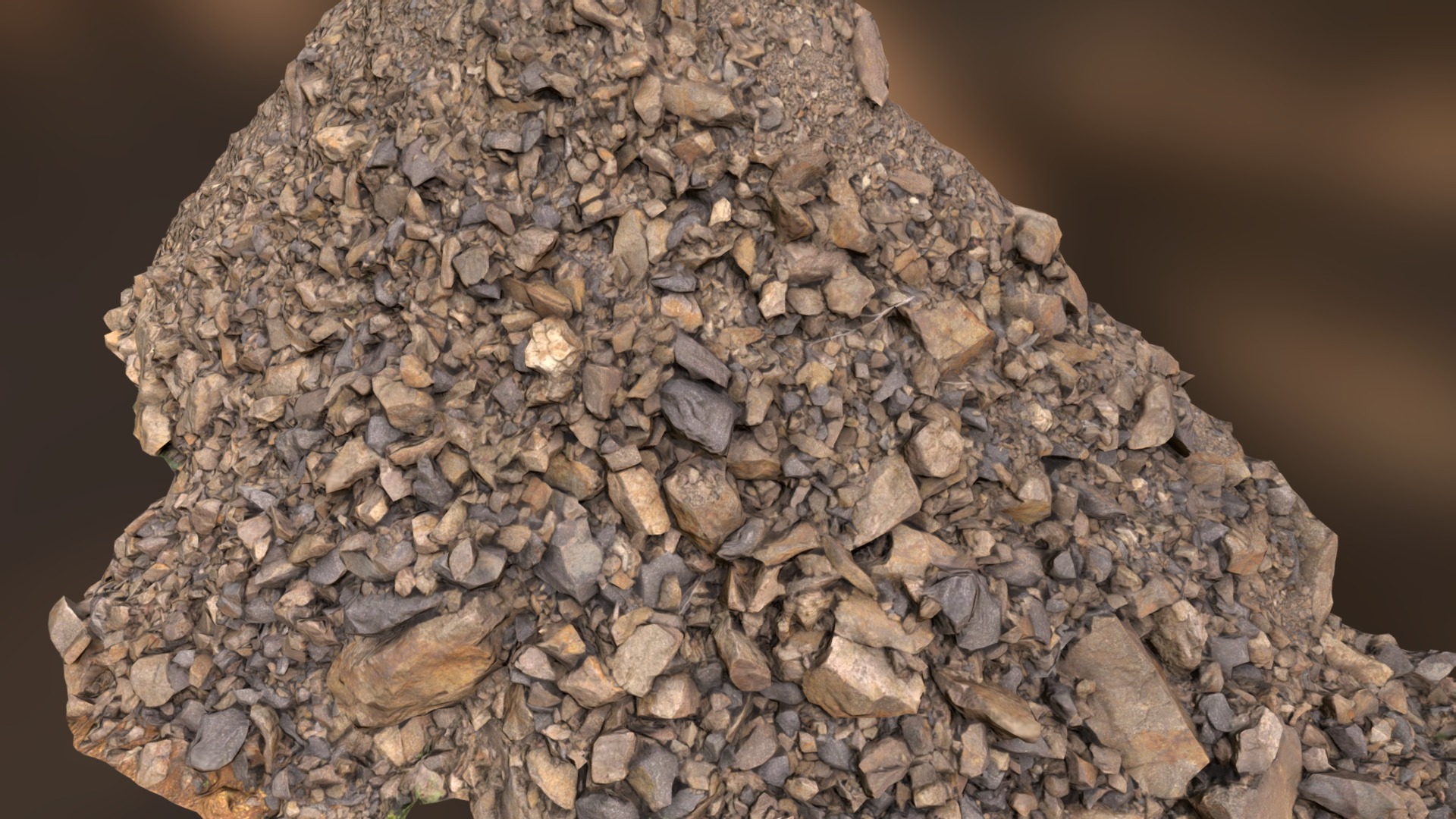 3D model Quarry Scree Large Midpoly - This is a 3D model of the Quarry Scree Large Midpoly. The 3D model is about a pile of brown rocks.