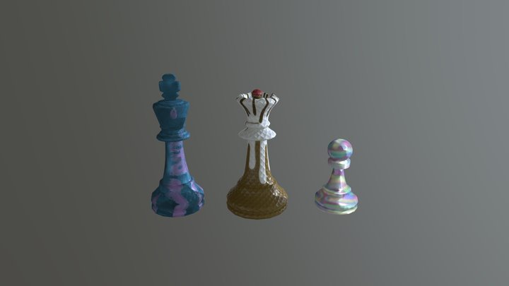 Chess Pieces Textured 3D Model