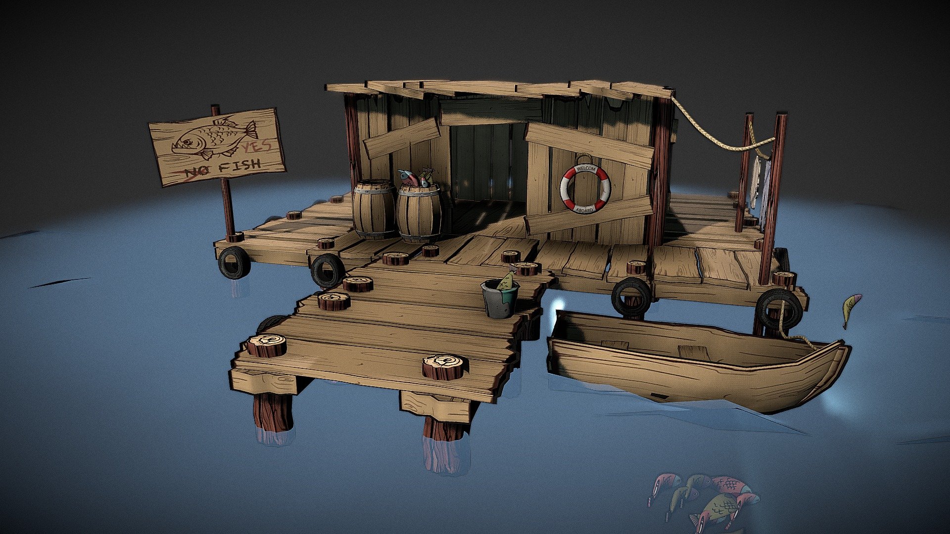 Muelle de pesca fishing pier — Sketchfab embed 3D viewer