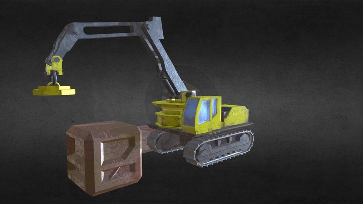 Rigged Magnet Crane 3D Model