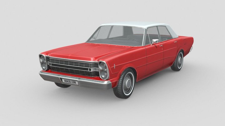 Low Poly Car - Ford Galaxie Sedan 1966 3D Model