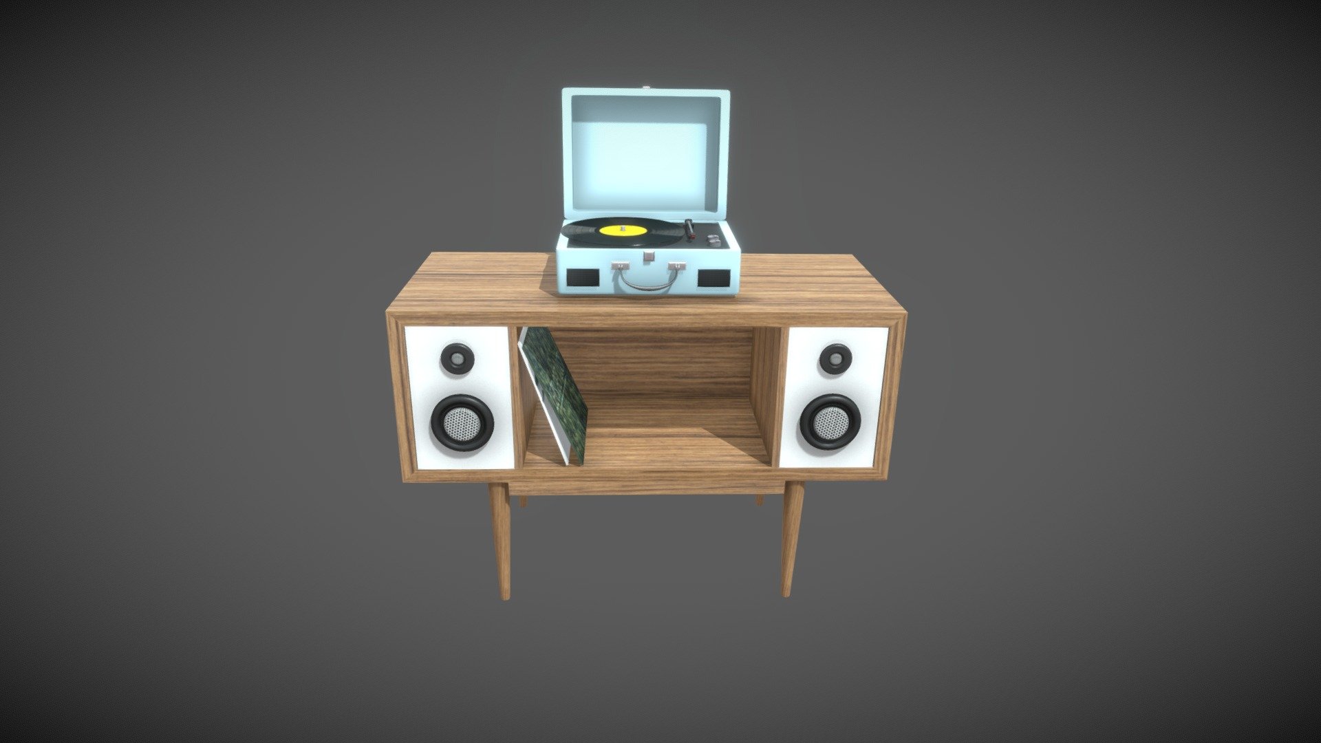 Record player on table