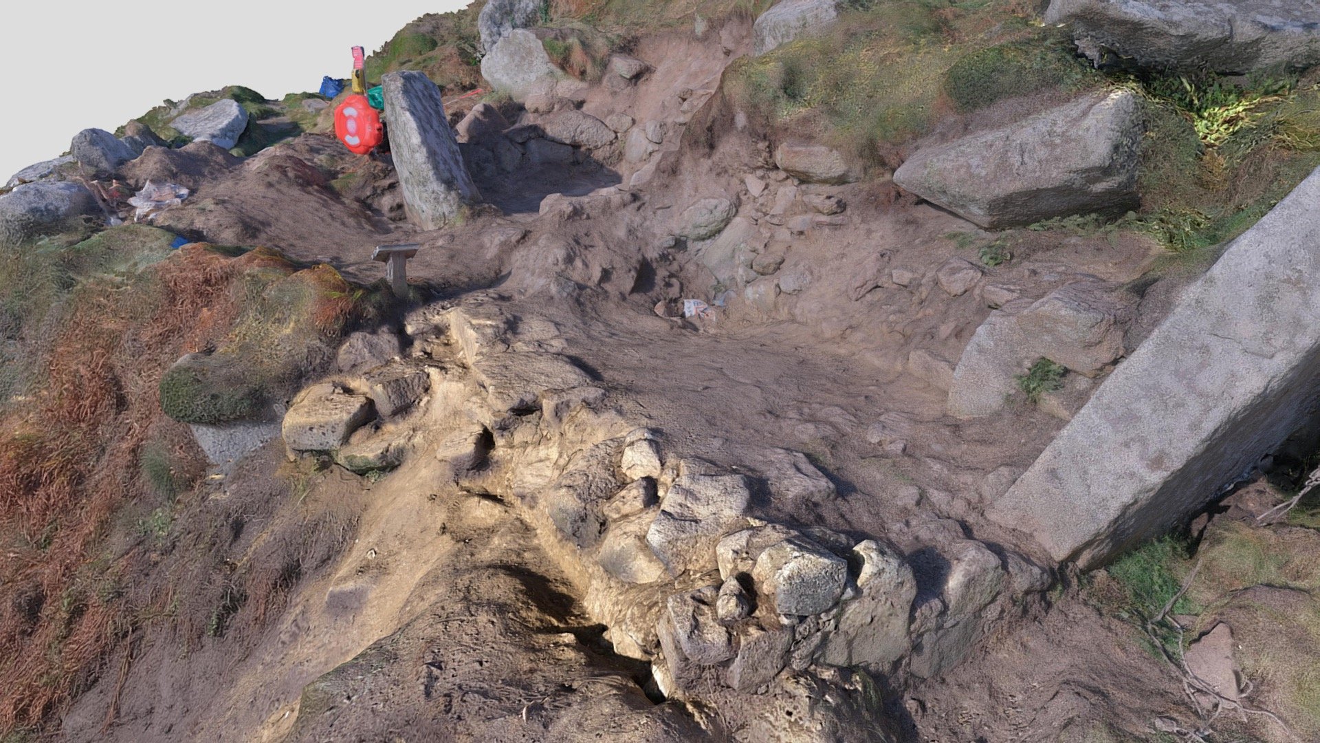 St Levan Chapel excavation turf removal 3D model by Penwith