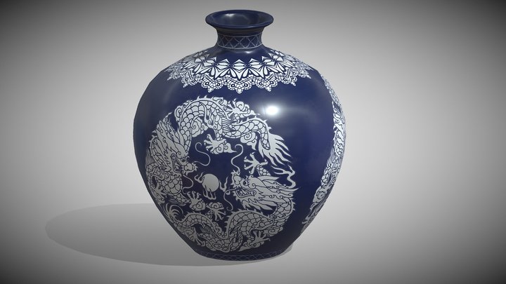 Chinese vase with dragons 3D Model