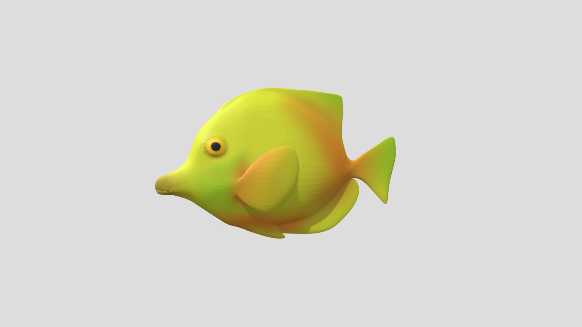 3D model Yellow Fish - This is a 3D model of the Yellow Fish. The 3D model is about a yellow fish with a white background.