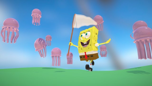 Fabrício e Isabella - Bob Esponja e águas-vivas 3D Model