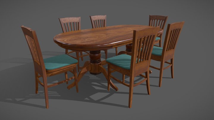 Dining Table (Vintage) 3D Model