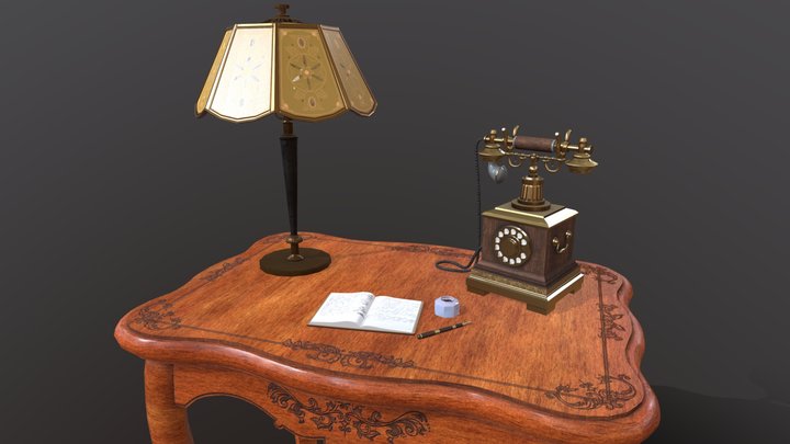AntiqueTableScene 3D Model