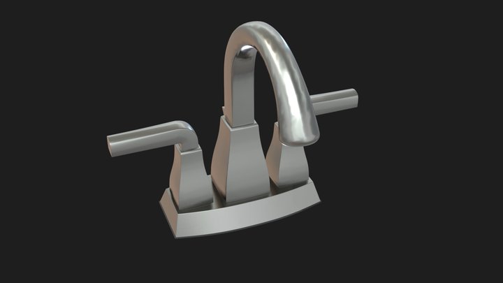 Satin Metal Bathroom Faucet Double Command 3D Model