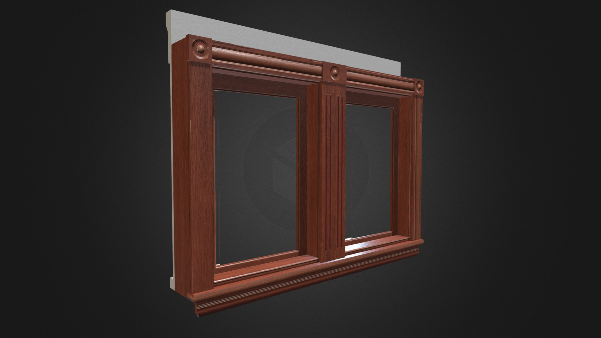 3D model Lowpoly Antique Window (24in 1 Light Double) - This is a 3D model of the Lowpoly Antique Window (24in 1 Light Double). The 3D model is about a wooden frame with a window.