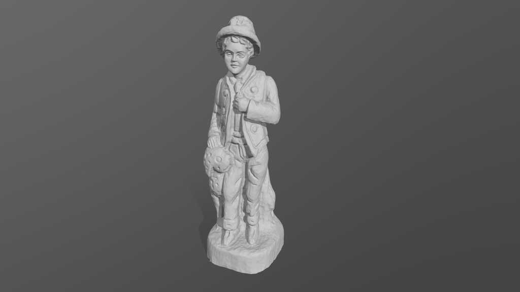 Wood Statue Boy with Dog - Einscan Rigil
