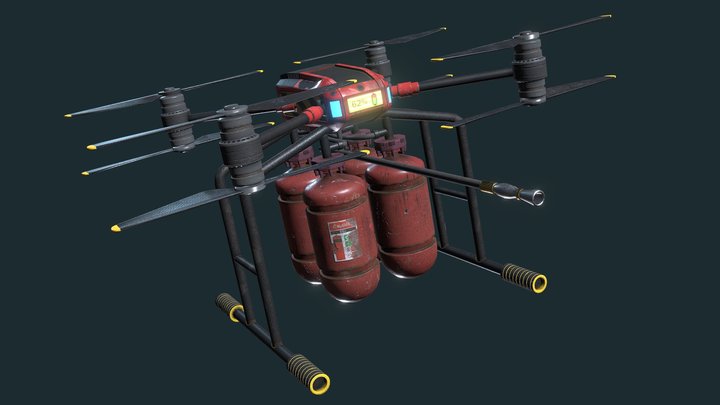 Firefighting Drone - Game Ready Asset 3D Model