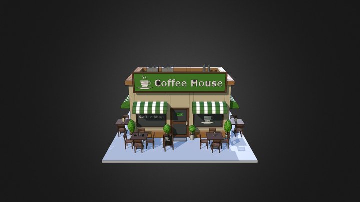 Low Poly Coffee Shop 3D Model