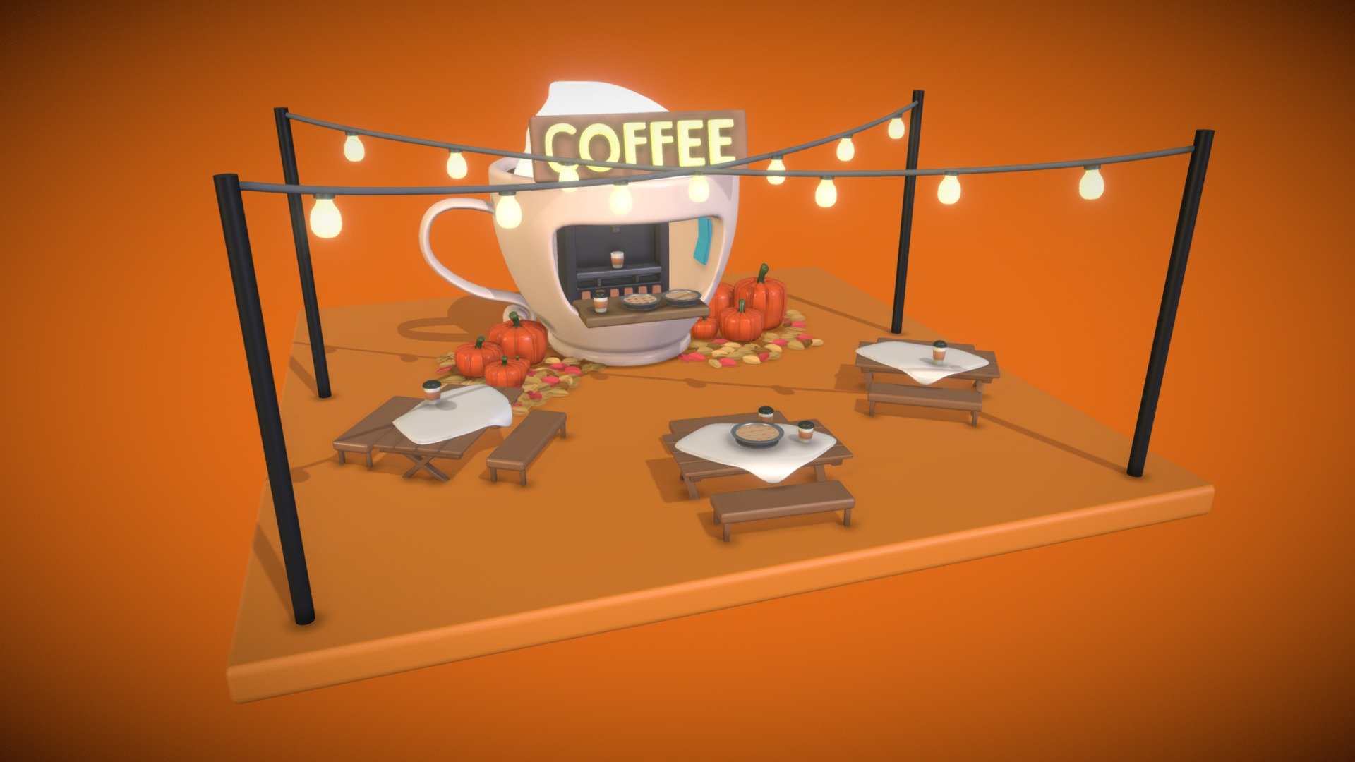 Cafeteria 3D model by heskilstudio [21661c1] Sketchfab