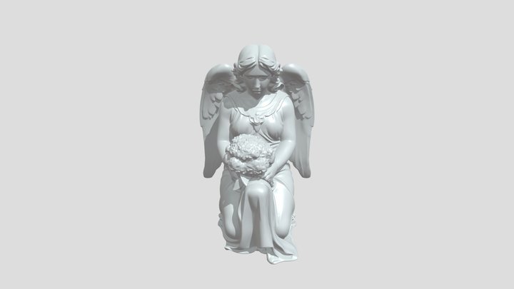 Angel statue with flowers 3D Model