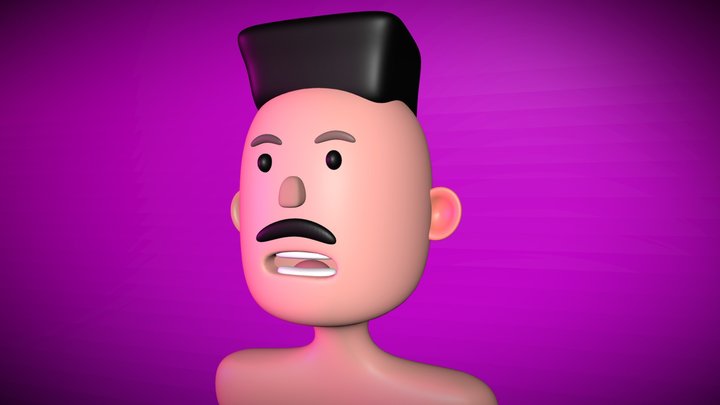 Cartoon Head Shocked 3D Model