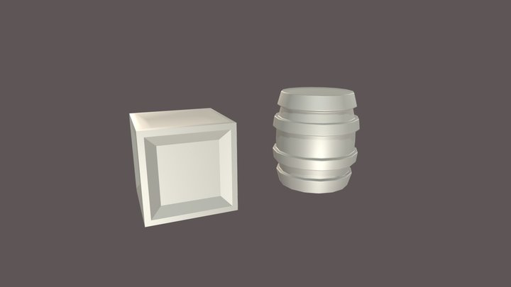 Caixa e Barril 3D Model