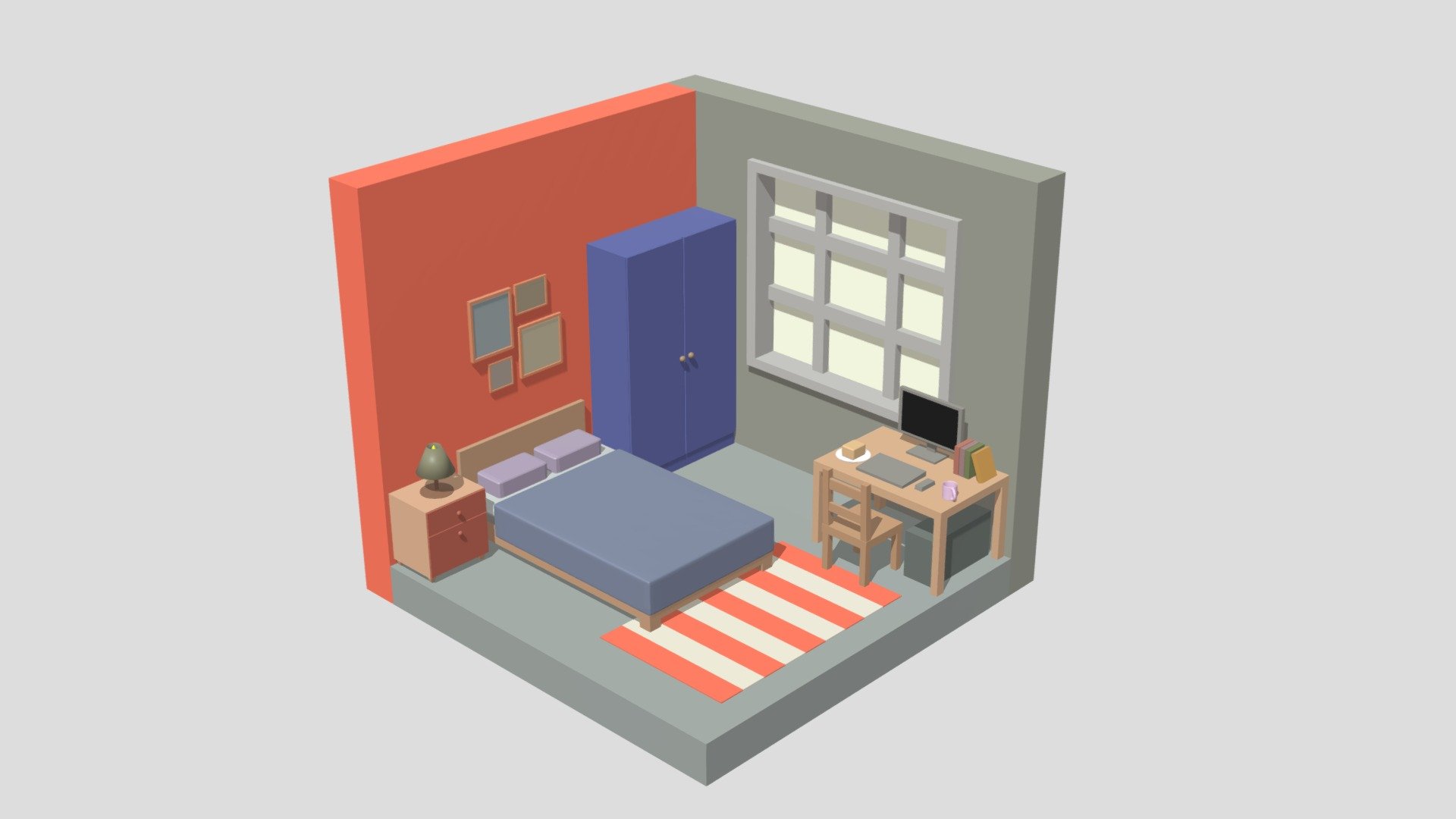 Isometric Bedroom - Download Free 3D model by Ramazan Hakveren (@hkramo ...