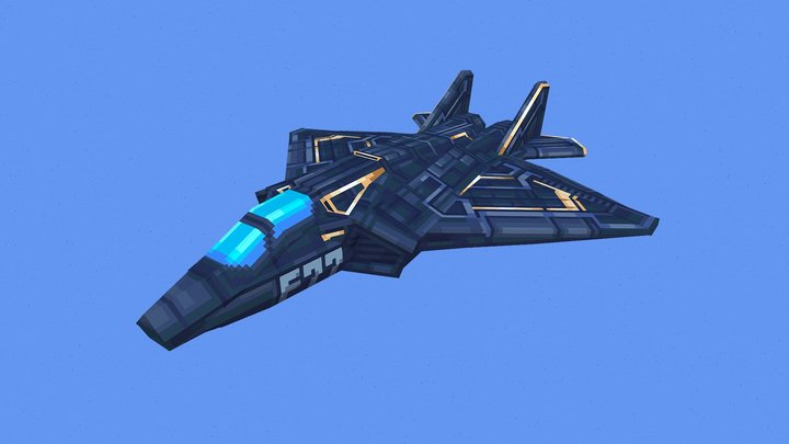 Cyberpunk Fighter Jet for Minecraft 3D Model