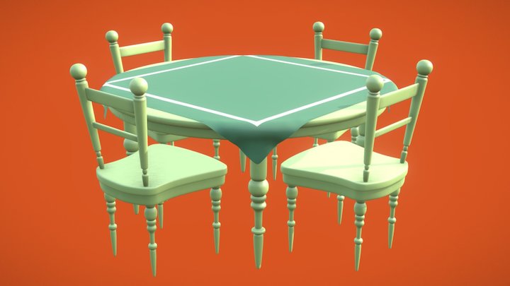Table Set for VR 3D Model