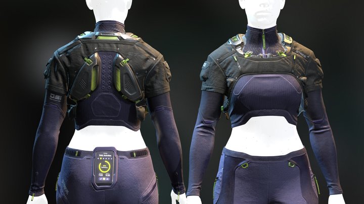 Realtime Sci-fi Explorer Character Sasha Stride 3D Model