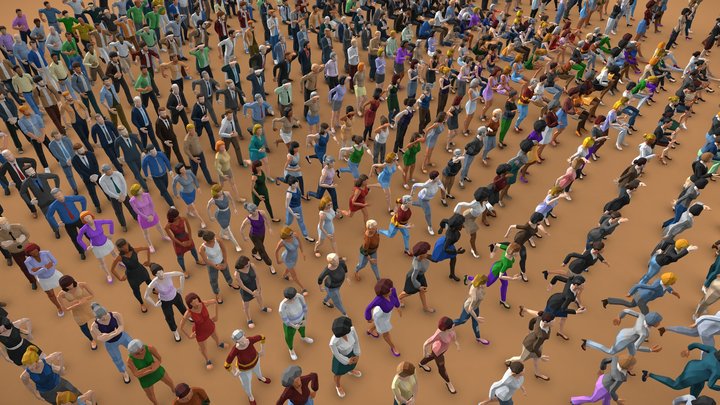 500 Posed People for ArchViz - Low Poly Style 3D Model